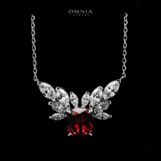 Omnia Haleema Silver With Red Pendant Necklace In 925 Silver Certified High Quality Lab Grown Stones