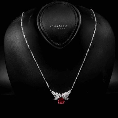 Omnia Haleema Silver With Red Pendant Necklace In 925 Silver Certified High Quality Lab Grown Stones - Image 2