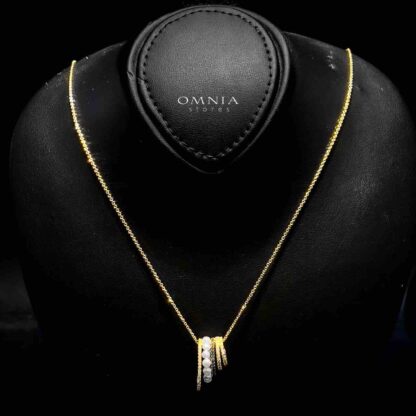 Omnia Inaya Golden Fresh Real Water Pearl Necklace In 925 Silver High Quality Simulated Diamonds - Image 2
