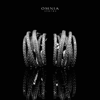 Omnia Kamar Silver Hoop Earrings In 925 Silver High Quality Simulated Diamonds
