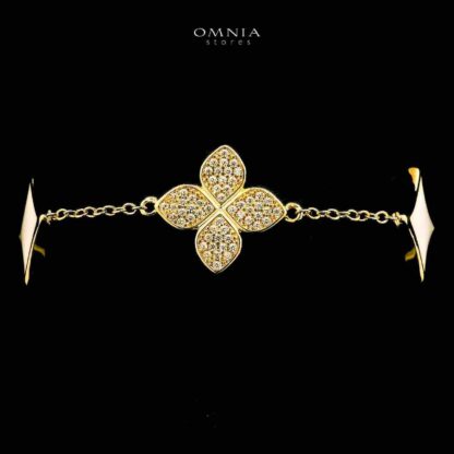 Omnia Golden Clove White Long Chain Full Set with High-Quality Simulated Diamonds 18k Gold Plated 100cm - Image 4