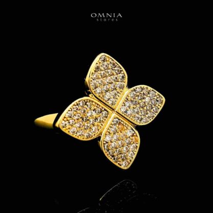 Omnia Golden Clove White Long Chain Full Set with High-Quality Simulated Diamonds 18k Gold Plated 100cm - Image 3