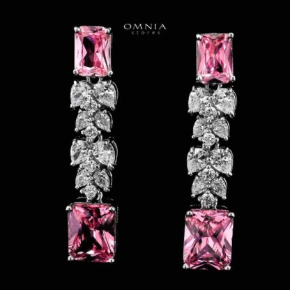 Omnia Amelia Pink Bridal Full Set with High-Quality Simulated Diamonds Rhodium Plated - Image 4