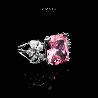 Omnia Amelia Pink Bridal Full Set with High-Quality Simulated Diamonds Rhodium Plated - Image 3