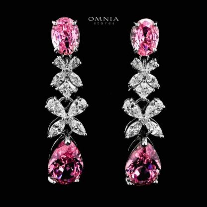Omnia Suhana Pink Bridal Full Set with High-Quality Simulated Diamonds Rhodium Plated - Image 3