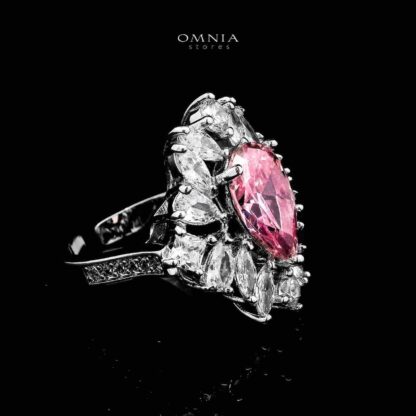 Omnia Suhana Pink Bridal Full Set with High-Quality Simulated Diamonds Rhodium Plated - Image 4