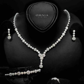 Omnia Salha White Bridal Full Set in 925 Silver High Quality Simulated Diamonds