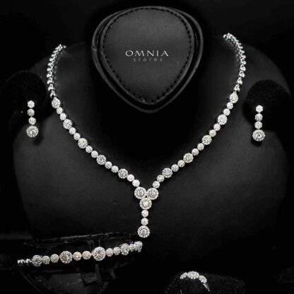 Omnia Salha White Bridal Full Set in 925 Silver High Quality Simulated Diamonds