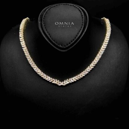 Omnia Aroosa Golden Bridal Full Set with High-Quality Simulated Diamonds Rhodium Plated - Image 2