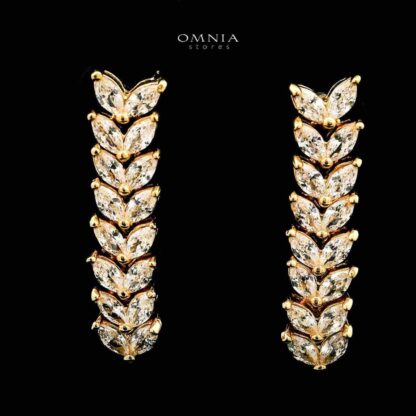 Omnia Aroosa Golden Bridal Full Set with High-Quality Simulated Diamonds Rhodium Plated - Image 5