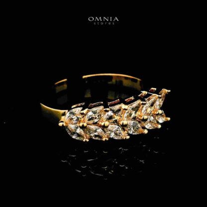 Omnia Aroosa Golden Bridal Full Set with High-Quality Simulated Diamonds Rhodium Plated - Image 4