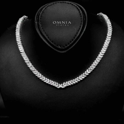 Omnia Aroosa White Bridal Full Set with High-Quality Simulated Diamonds Rhodium Plated - Image 2