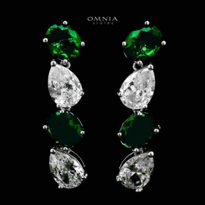 Omnia Lamia Green and White Bridal Full Set with High-Quality Simulated Diamonds Rhodium Plated - Image 5