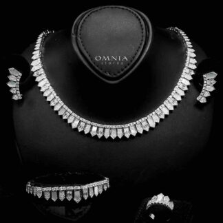 Omnia Shifa Bridal Full Set Accessories in High Quality Zircon Stone in Rhodium Plated