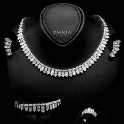 Omnia Shifa Bridal Full Set Accessories in High Quality Zircon Stone in Rhodium Plated