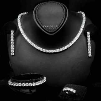 Omnia Rowan Bridal Full Set Accessories in High Quality Zircon Stone in Rhodium Plated