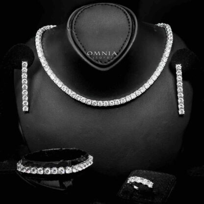Omnia Rowan Bridal Full Set Accessories in High Quality Zircon Stone in Rhodium Plated