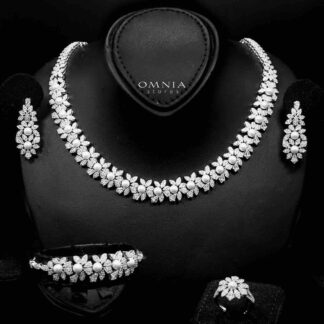Omnia Maissa Bridal Full Set Accessories in High Quality Zircon Stone in Rhodium Plated