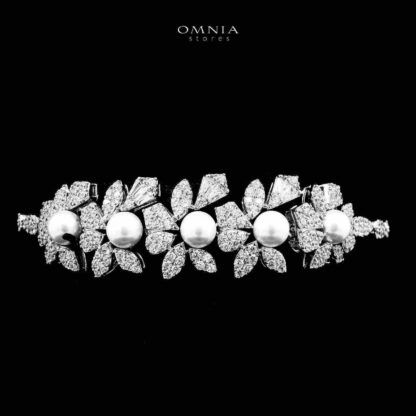 Omnia Maissa Bridal Full Set Accessories in High Quality Zircon Stone in Rhodium Plated - Image 5