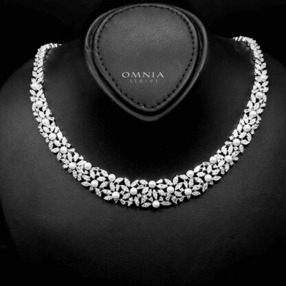 Omnia Fadwa Bridal Full Set Accessories in High Quality Zircon Stone Rhodium Plated - Image 2