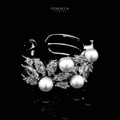 Omnia Fadwa Bridal Full Set Accessories in High Quality Zircon Stone Rhodium Plated - Image 4