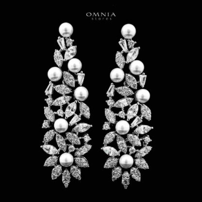 Omnia Fadwa Bridal Full Set Accessories in High Quality Zircon Stone Rhodium Plated - Image 3