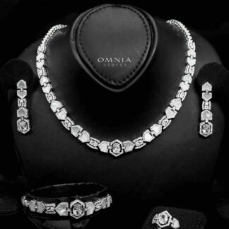 Omnia Rihana Bridal Full Set Accessories in High Quality Zircon Stone in Rhodium Plated