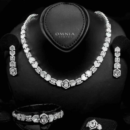 Omnia Rihana Bridal Full Set Accessories in High Quality Zircon Stone in Rhodium Plated