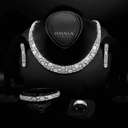 Omnia Raya Bridal Full Set Accessories in High Quality Zircon Stone in Rhodium Plated