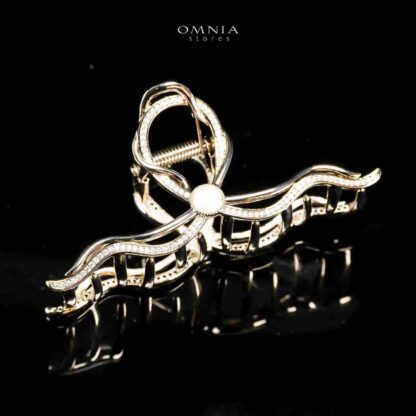 Omnia Luluwa Light Gold Hair Clip in High Quality Zircon Stone In Rhodium Plated - Image 3