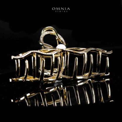 Omnia Luluwa Gold Hair Clip in High Quality Zircon Stone In Rhodium Plated - Image 2