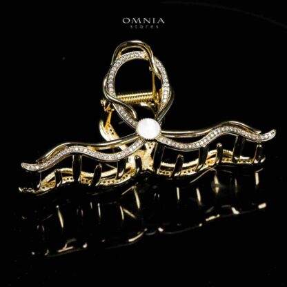 Omnia Luluwa Gold Hair Clip in High Quality Zircon Stone In Rhodium Plated - Image 3