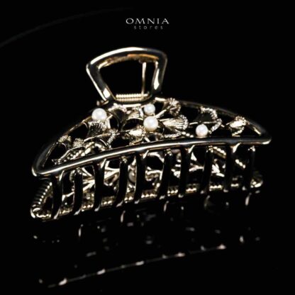 Omnia Mayar Light Gold Hair Clip in High Quality Zircon Stone In Rhodium Plated - Image 3
