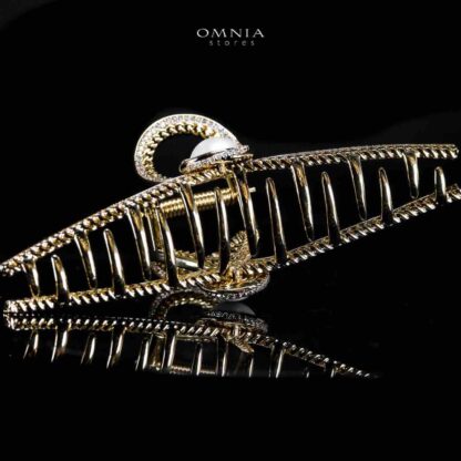 Omnia Tulayha Gold Hair Clip in High Quality Zircon Stone In Rhodium Plated - Image 2