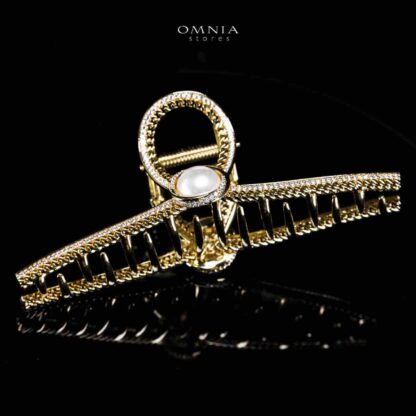 Omnia Tulayha Gold Hair Clip in High Quality Zircon Stone In Rhodium Plated - Image 3