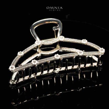 Omnia Naheelah Light Gold Hair Clip in High Quality Zircon Stone In Rhodium Plated - Image 2