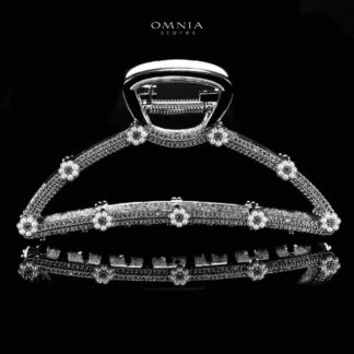 Omnia Naheelah Silver Hair Clip in High Quality Zircon Stone In Rhodium Plated