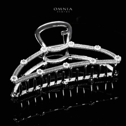 Omnia Naheelah Silver Hair Clip in High Quality Zircon Stone In Rhodium Plated - Image 3