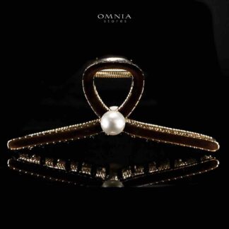 Omnia Najdah Light Gold Hair Clip in Velvet Dark Brown Line With High Quality Rhodium Plated