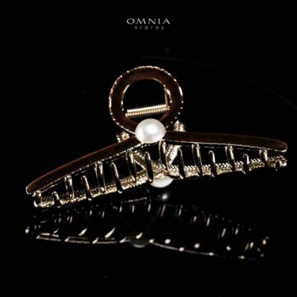 Omnia Najdah Light Gold Hair Clip in Velvet Dark Brown Line With High Quality Rhodium Plated - Image 3