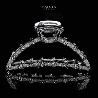 Omnia Raqeema Silver Hair Clip in High Quality Zircon Stone In Rhodium Plated