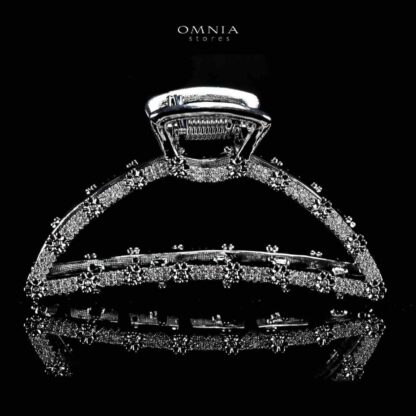Omnia Raqeema Silver Hair Clip in High Quality Zircon Stone In Rhodium Plated