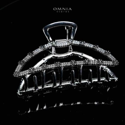 Omnia Raqeema Silver Hair Clip in High Quality Zircon Stone In Rhodium Plated - Image 3