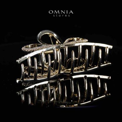 Omnia Rawhiya Gold Hair Clip in High Quality Zircon Stone In Rhodium Plated - Image 2
