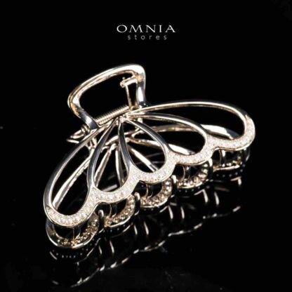Omnia Ghazwa Pearl Light Gold Hair Clip in High Quality Zircon Stone In Rhodium Plated - Image 3