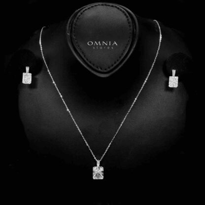Omnia Heba White Necklace and Earrings Set in 925 Silver with High-Quality Ice Cut Stones - Image 2