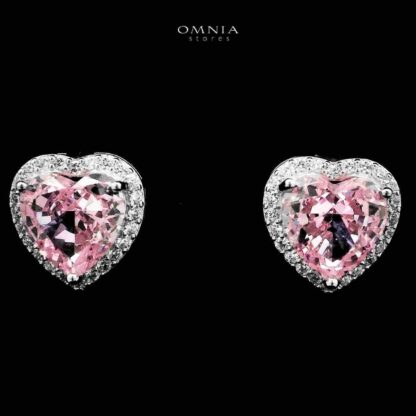 Omnia Shamail Silver Necklace and Earrings Set in 925 Silver with High-Quality Pink Ice Cut Stones - Image 4