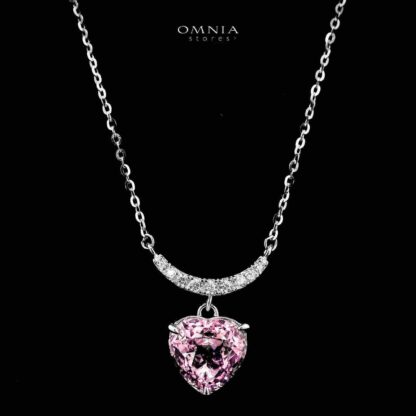 Omnia Shamail Silver Necklace and Earrings Set in 925 Silver with High-Quality Pink Ice Cut Stones - Image 3
