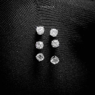 Omnia Nehla Silver Stud Earrings Set in 925 Silver with High-Quality White CZ Zircon Stones