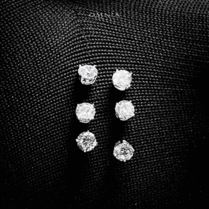 Omnia Nehla Silver Stud Earrings Set in 925 Silver with High-Quality White CZ Zircon Stones - Image 2